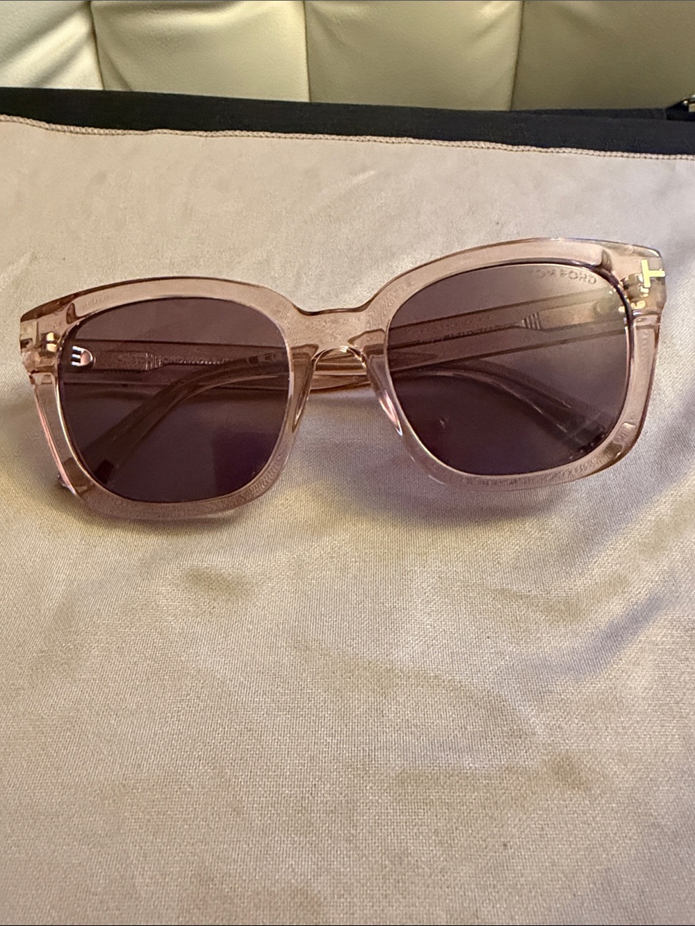 Tom Ford Transparent Blush Square Sunglasses for Women - Stylish UV Shades